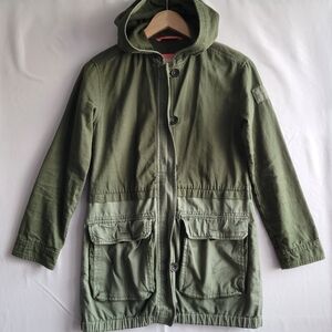 Abercrombie Kids Utility Jacket Girls 12 Medium Military Olive Hooded Pockets